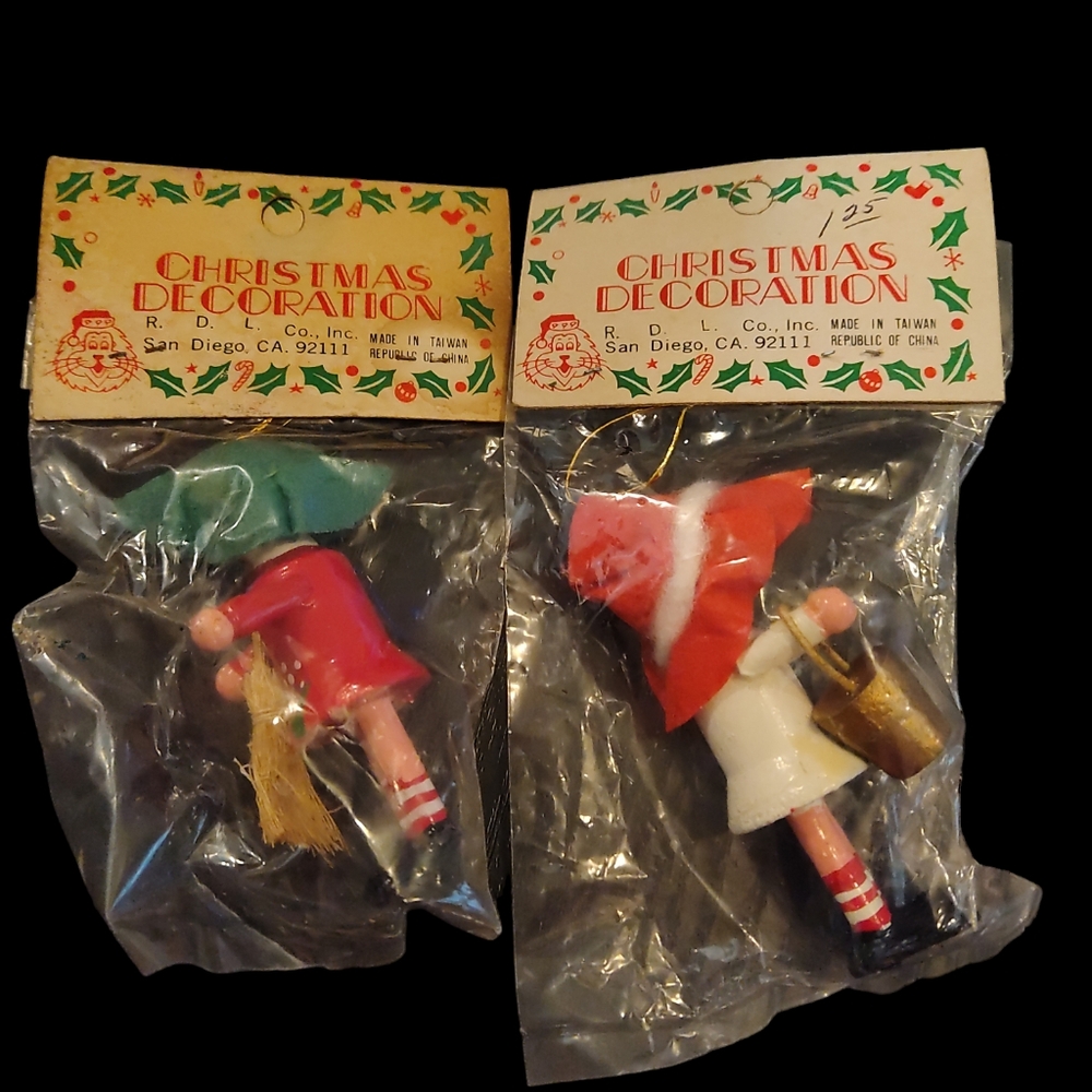 Lot of 2 Vintage R.D.L. Christmas Ornament in original packaging